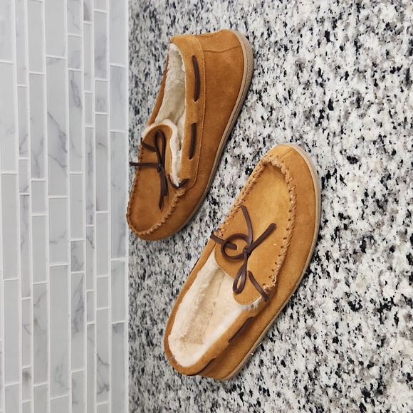 J. Crew Shoes Mens Brown Jcrew Leather Moccasin Slippers Sz 2